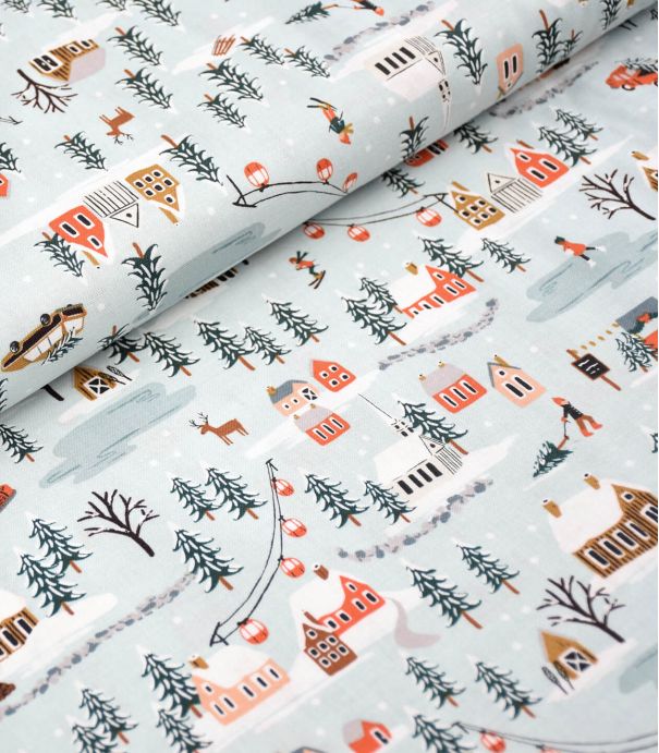 Tissu coton - Holiday Village - Mint Fabric