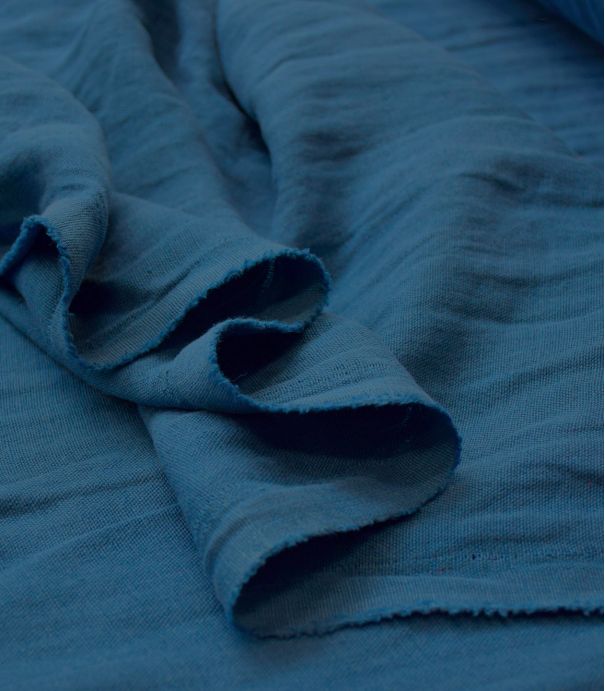 Tissu lin lavé Grande Largeur - Graphite blue