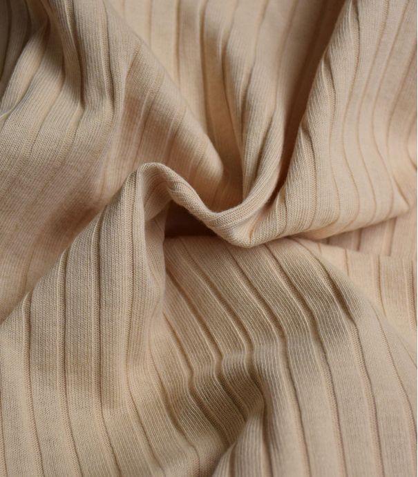 Tissu jersey ribbed - Beige