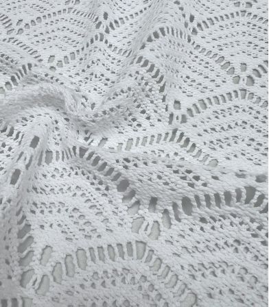 Tissu dentelle crochet Eventails - Blanc