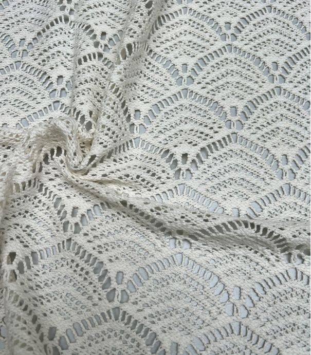 Tissu dentelle crochet Eventails - Ecru