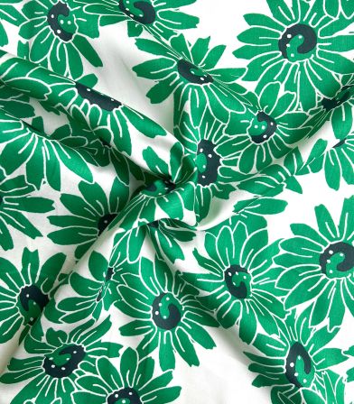 Tissu batiste de coton - Green daisy