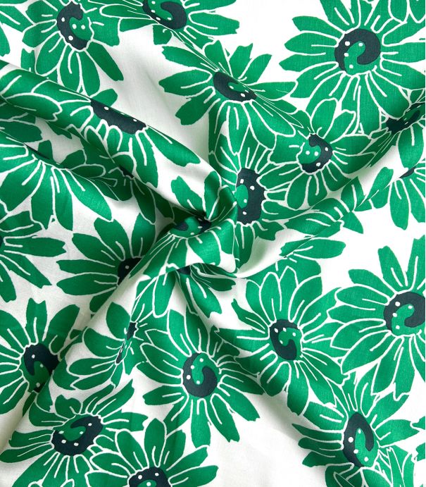 Tissu batiste de coton - Green daisy