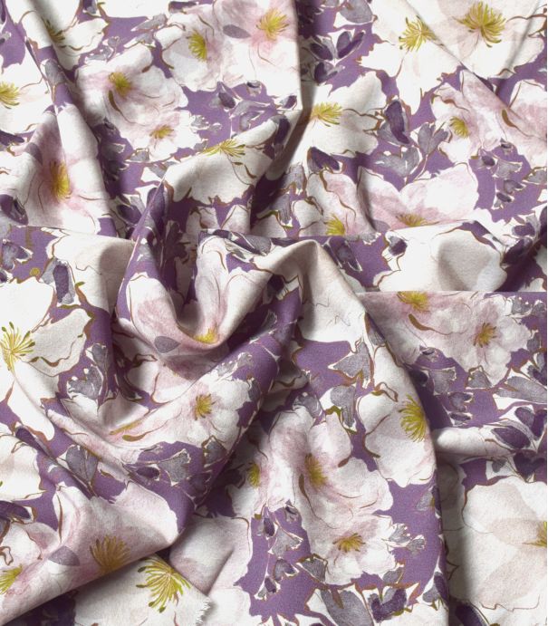 Tissu viscose stretch - Flowers Plum