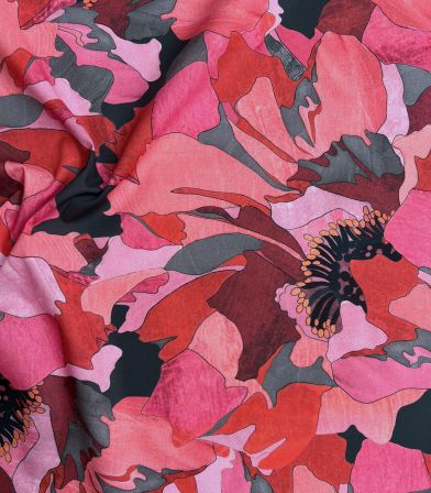 Tissu Liberty Peony Parade - Rouge