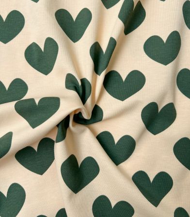 Tissu Jersey imprimé - Hearts green