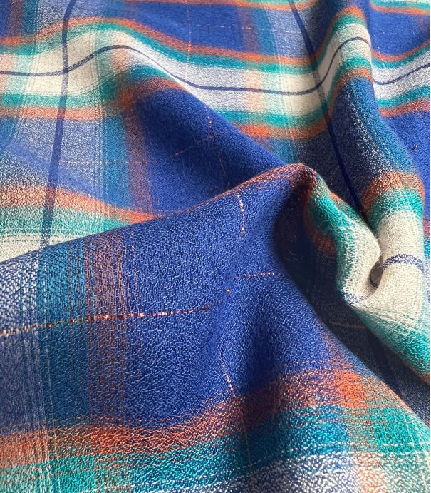 Tissu Shiny Checks - Cooper blue