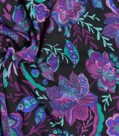 Tissu jersey viscose - Bengali flowers purple