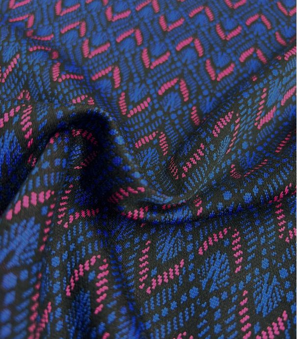 Tissu maille jacquard - Zig-zag Blue / Pink