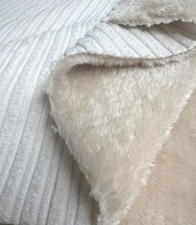 Tissu double face sherpa / velours - Crème