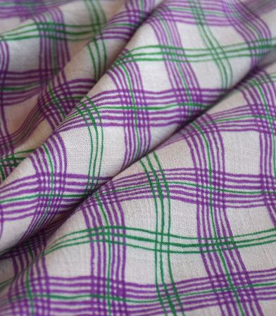 Tissu viscose tramée - Harry's checks Purple