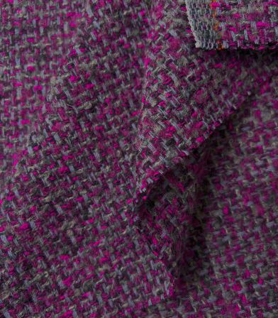 Tissu Lainage - Tweed rose gris