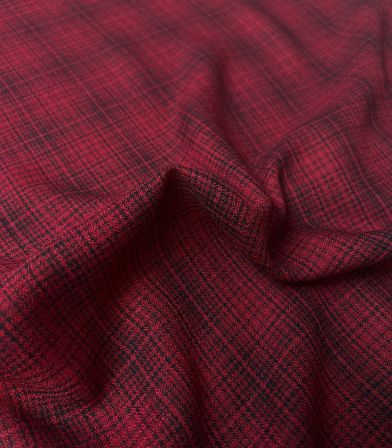 Tissu crêpe viscose Checks - Bordeaux