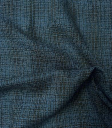 Tissu crêpe viscose Checks - Pétrole