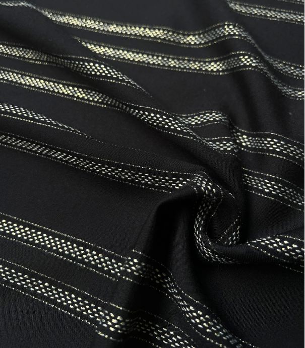 Tissu viscose Gold stripes - Noir