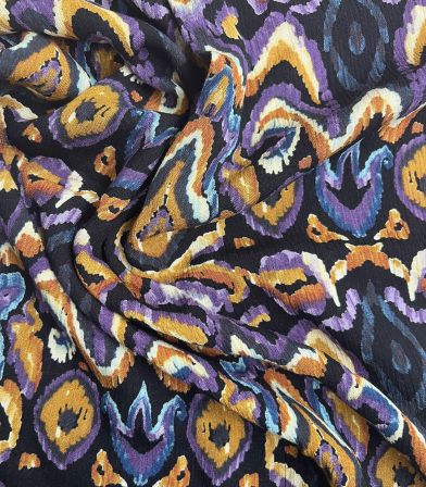 Tissu viscose crinkle Ikat - purple