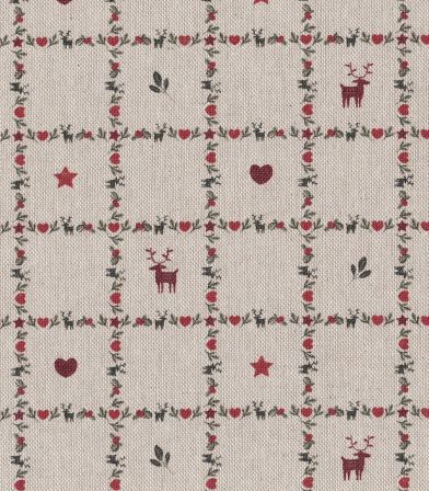 Tissu coton aspect lin - Xmas Deer Checks