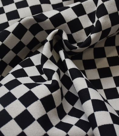 Tissu jacquard damier - Noir & Blanc