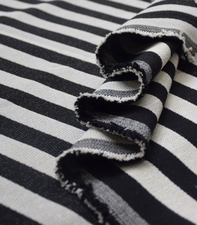 Tissu jacquard stripes - Noir & Blanc