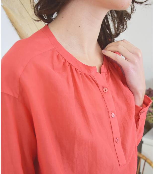 Blouse Weston en brun amande vintage de peintre surteintée à