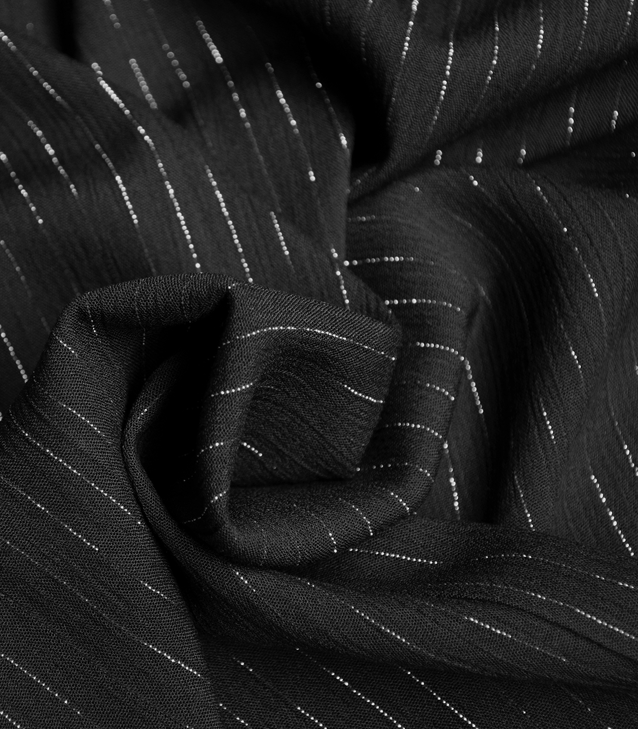 Tissu viscose imprimé rayures Tennis lurex Noir - Self Tissus